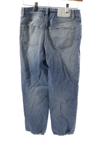 Closed Womens Cropped Blue Cotton Jeans Mid Rise Button Size 24