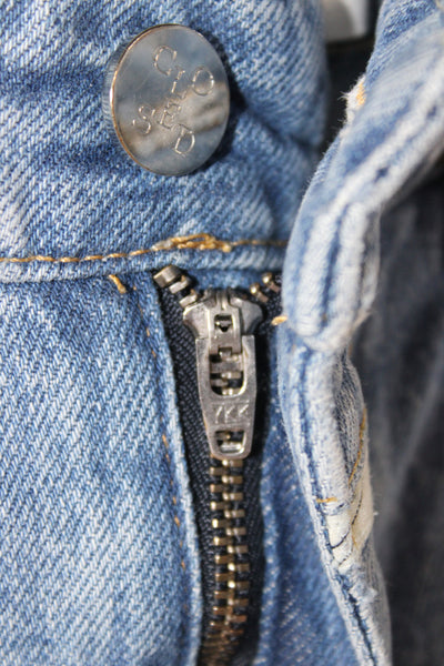 Closed Womens Cropped Blue Cotton Jeans Mid Rise Button Size 24