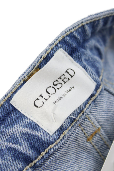 Closed Womens Cropped Blue Cotton Jeans Mid Rise Button Size 24