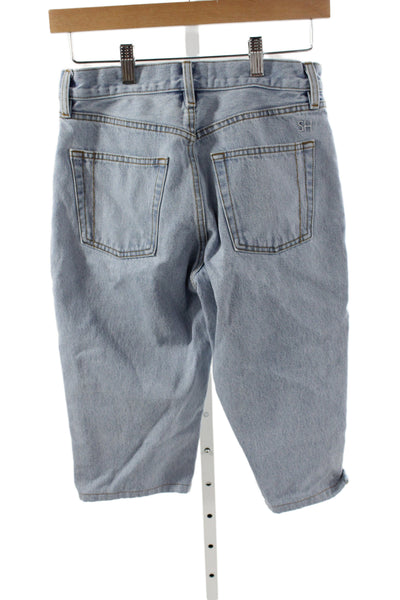Still Here Womens Bermuda Denim Shorts Blue Button 90s Size 26