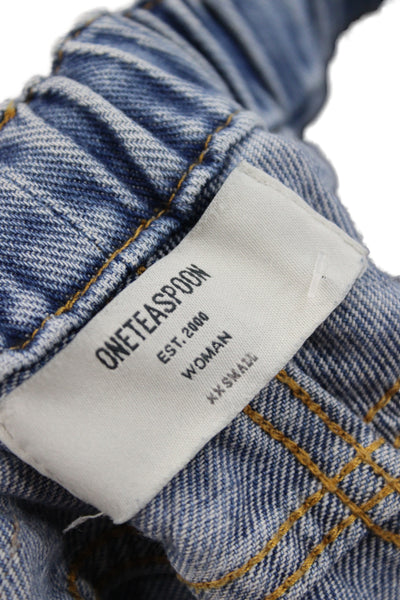 One Teaspoon Womens Blue Tapered Jeans 100% Cotton Drawstring Size 2XS