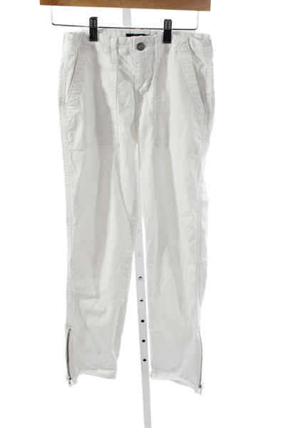 Sanctuary Women White Ankle Pants Button Closure 97% Cotton Size 24
