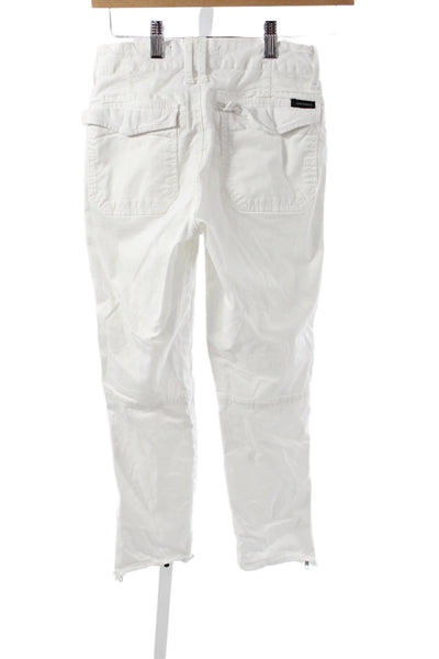 Sanctuary Women White Ankle Pants Button Closure 97% Cotton Size 24