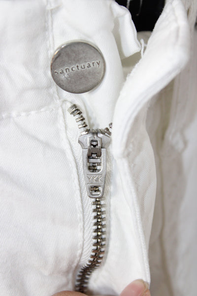 Sanctuary Women White Ankle Pants Button Closure 97% Cotton Size 24