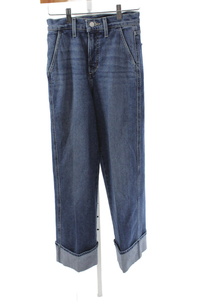 Joes Jeans Women Straight Jeans High Rise Blue Cotton Button Size 24