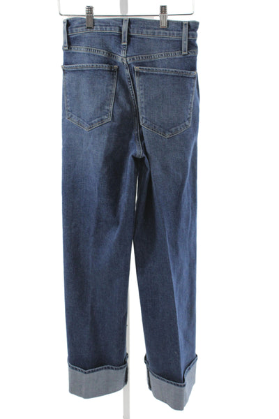 Joes Jeans Women Straight Jeans High Rise Blue Cotton Button Size 24