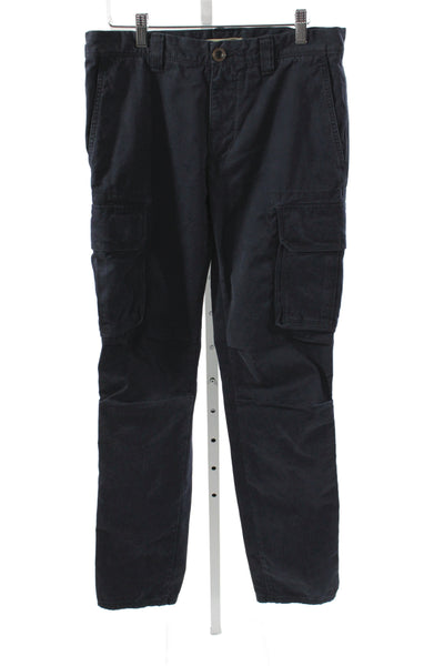Incotex Mens Cargo Pants Black Cotton Blend Twill Military Size 31