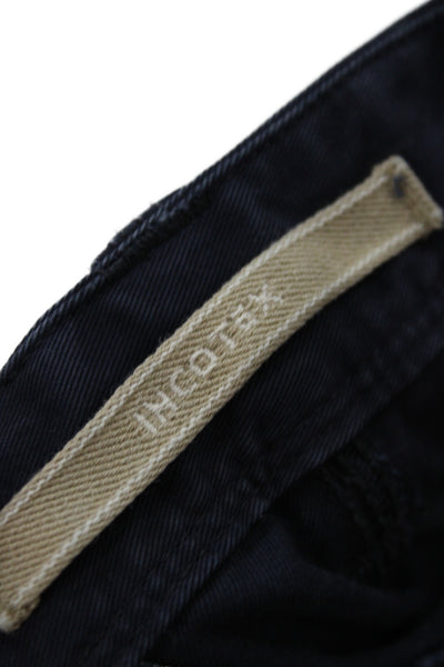 Incotex Mens Cargo Pants Black Cotton Blend Twill Military Size 31