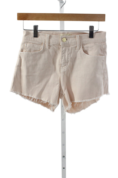L'Agence Womens Cut-Off Beige Shorts 98% Cotton Button Size 24