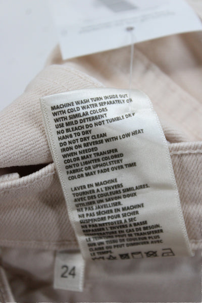 L'Agence Womens Cut-Off Beige Shorts 98% Cotton Button Size 24