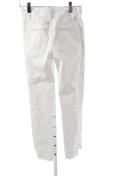 Frame Denim Women Skinny High Rise White Cotton Jeans Size 24