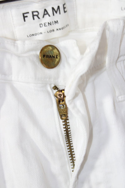 Frame Denim Women Skinny High Rise White Cotton Jeans Size 24