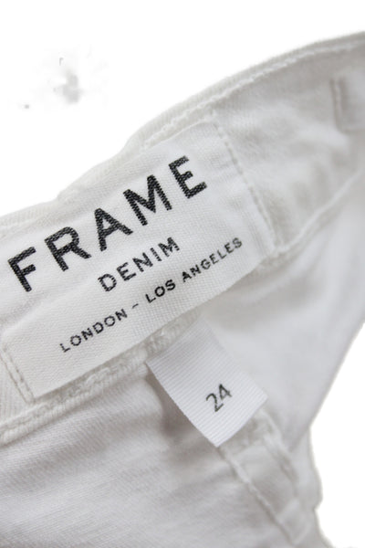 Frame Denim Women Skinny High Rise White Cotton Jeans Size 24