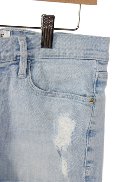 Frame Denim Women Cut-Off Blue Cotton Solid Button Shorts Size 25
