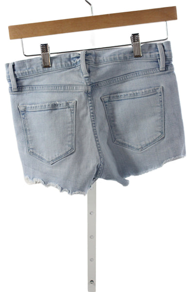 Frame Denim Women Cut-Off Blue Cotton Solid Button Shorts Size 25