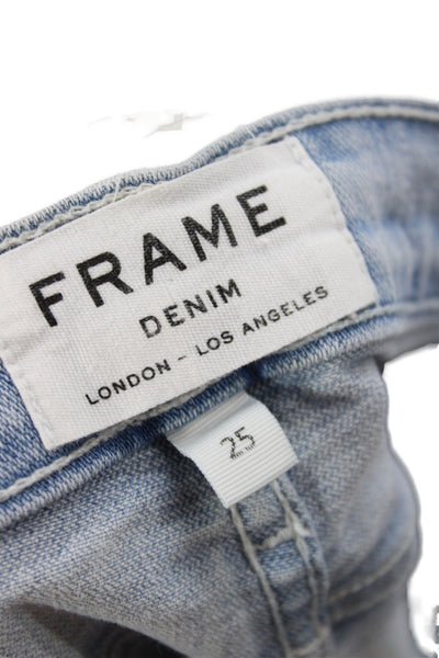 Frame Denim Women Cut-Off Blue Cotton Solid Button Shorts Size 25