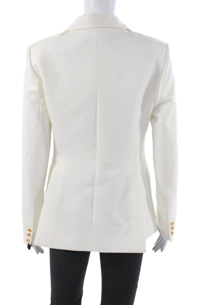 Louis Vuitton Womens Wool Blend Button Detail Blazer White Size 38