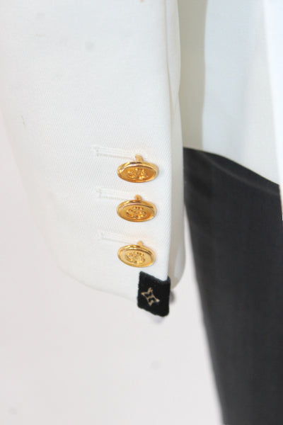 Louis Vuitton Womens Wool Blend Button Detail Blazer White Size 38