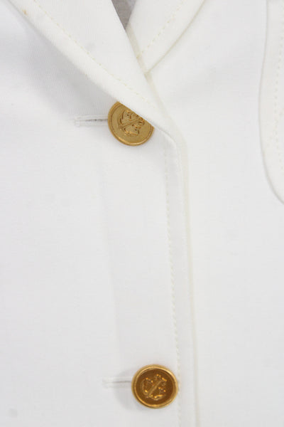 Louis Vuitton Womens Wool Blend Button Detail Blazer White Size 38