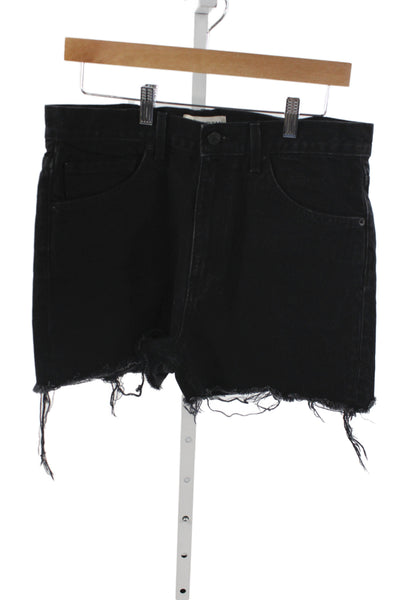 Nili Lotan Women Cut-Off Shorts Black Cotton Button Solid Size 28