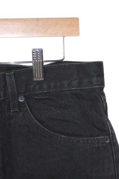 Nili Lotan Women Cut-Off Shorts Black Cotton Button Solid Size 28