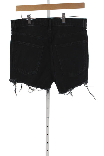 Nili Lotan Women Cut-Off Shorts Black Cotton Button Solid Size 28