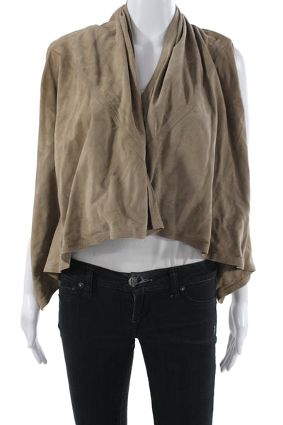 Torn by Ronny Kobo Womens Leather Kimono Vest Brown Boho Sleeveless Size S