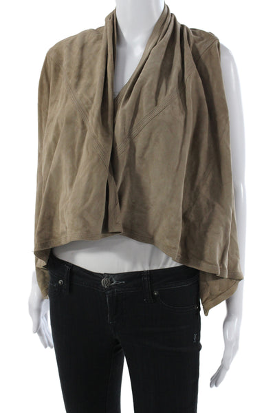 Torn by Ronny Kobo Womens Leather Kimono Vest Brown Boho Sleeveless Size S