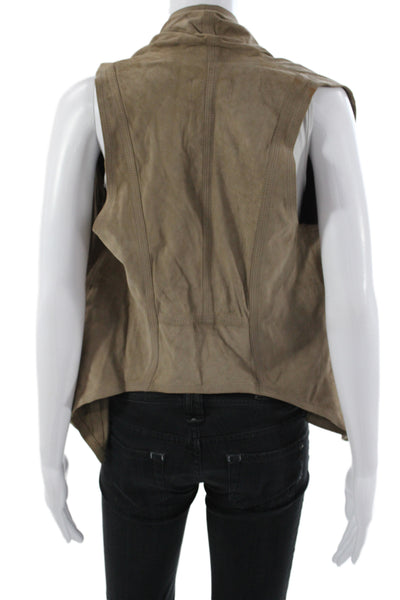 Torn by Ronny Kobo Womens Leather Kimono Vest Brown Boho Sleeveless Size S