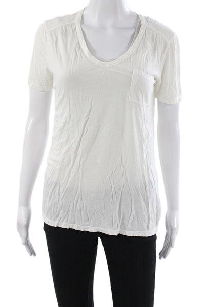 T Alexander Wang Women White Rayon Short Sleeve Scoop Neck T-Shirt Size XS