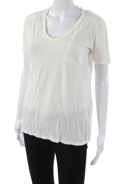 T Alexander Wang Women White Rayon Short Sleeve Scoop Neck T-Shirt Size XS