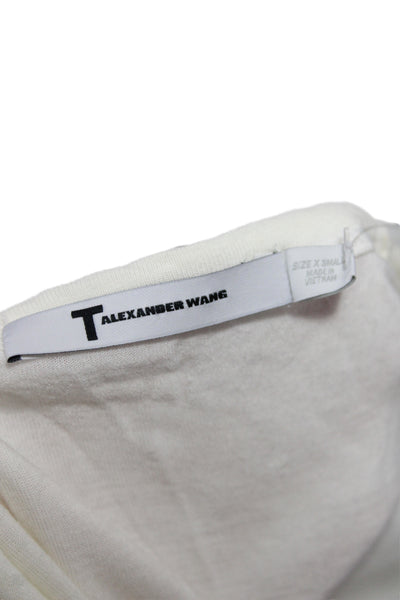 T Alexander Wang Women White Rayon Short Sleeve Scoop Neck T-Shirt Size XS