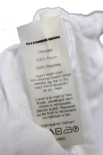 T Alexander Wang Women White Rayon Short Sleeve Scoop Neck T-Shirt Size XS