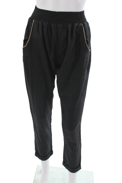 Piamita Women Silk Jogger Pants Blue Pull On Size S