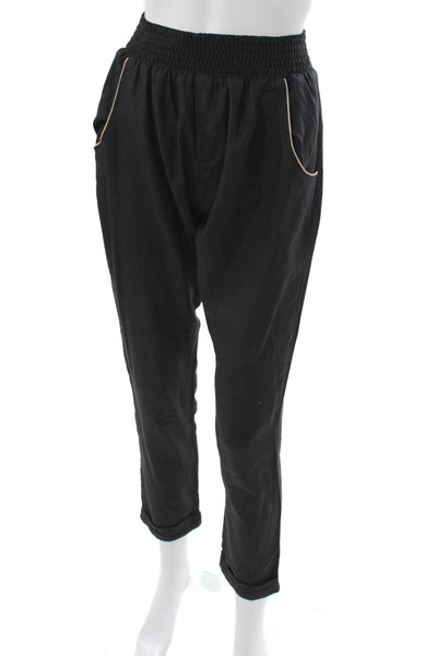 Piamita Women Silk Jogger Pants Blue Pull On Size S
