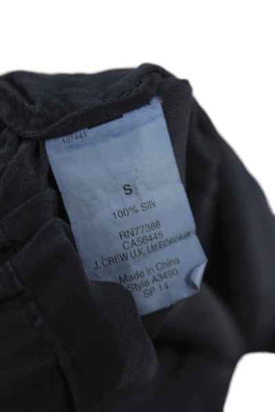 J Crew Collection Women Silk Capri Pajama Pants Blue Drawstring Size S