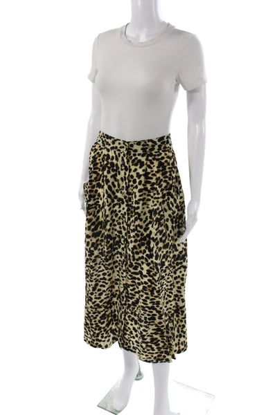 Arizona Love Women A-Line Animal Print Viscose Midi Skirt Beige Size S