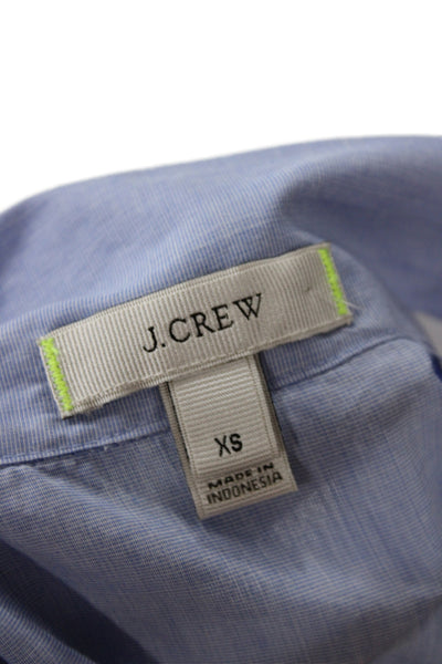 J Crew Women Chemise Sleepshirt Blue Collared Long Sleeve Cotton Size XS