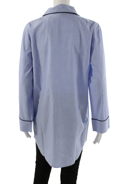J Crew Women Blue 100% Cotton Collared Chemise Long Sleeve Size S