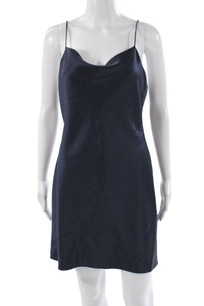 Alice + Olivia Women Slip Dress Blue Cowl Neck Sleeveless Mini Size 8