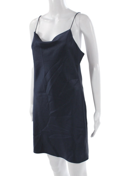 Alice + Olivia Women Slip Dress Blue Cowl Neck Sleeveless Mini Size 8