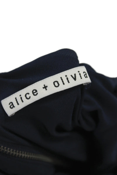 Alice + Olivia Women Slip Dress Blue Cowl Neck Sleeveless Mini Size 8