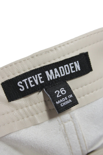 Steve Madden Womens Beige Polyurethane Button Pants Size 26