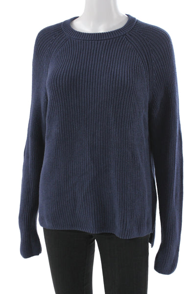 Stitches + Stripes Women Pullover Sweater Blue Crew Neck 100% Cotton Size XS