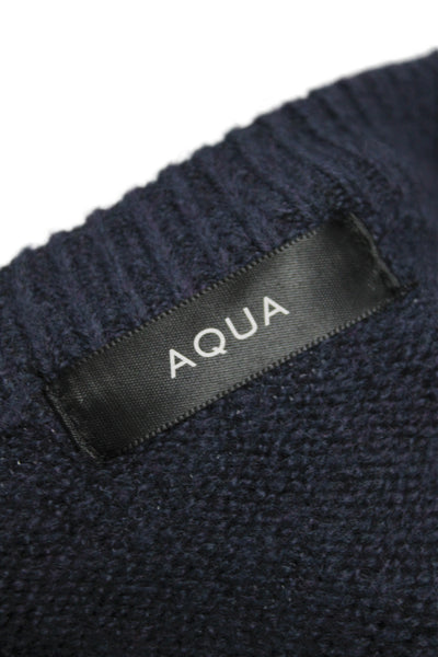 Aqua Women Blue Argyle Pullover Sweater Crew Neck Long Sleeve Size S