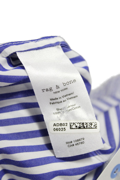 Rag & Bone Womens Striped Cotton Collared Button-Up Top Long Sleeve Size XS
