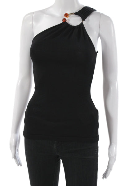 Zara Women Basic One Shoulder Sleeveless Tank Black Size S