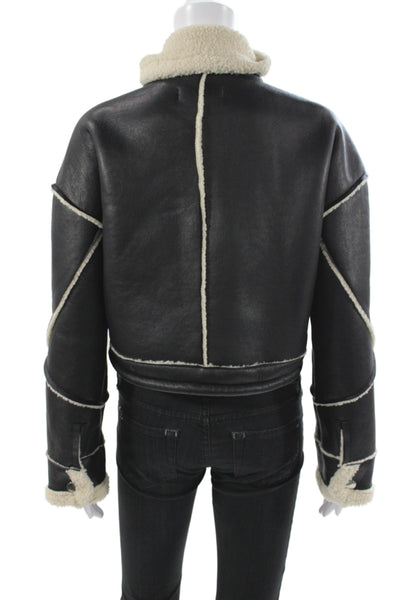 BLANKNYC Womens Biker Jacket Faux Leather Black Zip Size XS