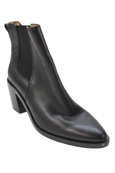 Madewell Womens Leather Pointed Toe Stretch Inset Ankle Boots Black Size 6