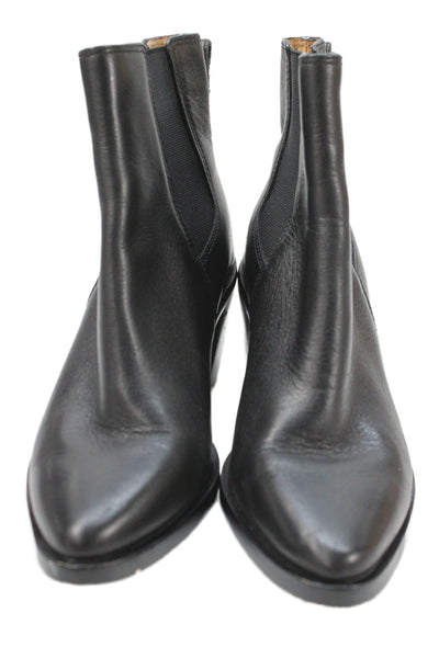 Madewell Womens Leather Pointed Toe Stretch Inset Ankle Boots Black Size 6